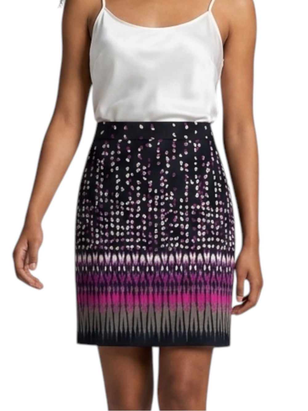 Ann Taylor Black Pink Tie Dye Print Pencil Skirt NWOT Size 4 Office Career